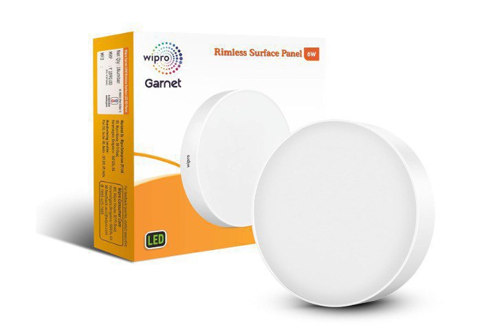 Wipro Polycarbonate Garnet 6w Rimless Round Led Surface Panel Cool White Li