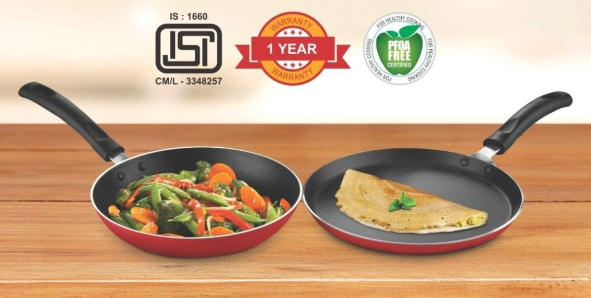 Pigeon Aluminium Non-stick Flat Tawa And Fry Pan Set At 575