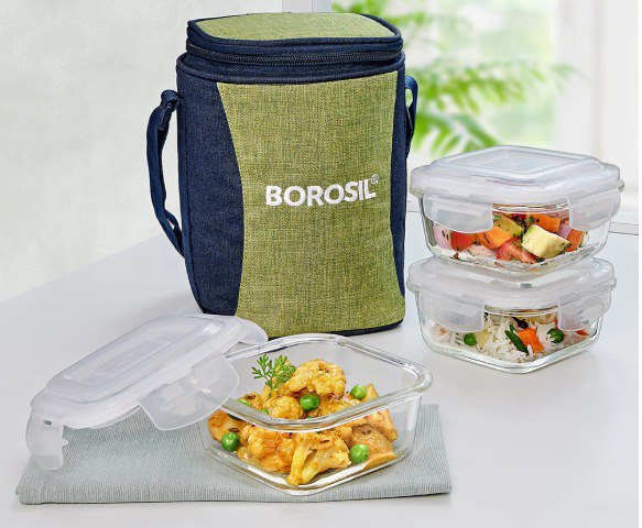 Borosil Ace Lunchbox With Bagdeal 711
