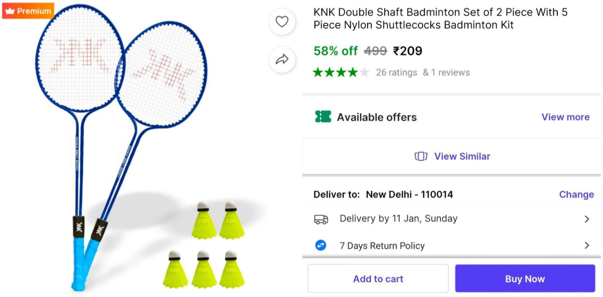 Pack Of 2 Badminton Racquet With 5 Shuttle Cock At 209more