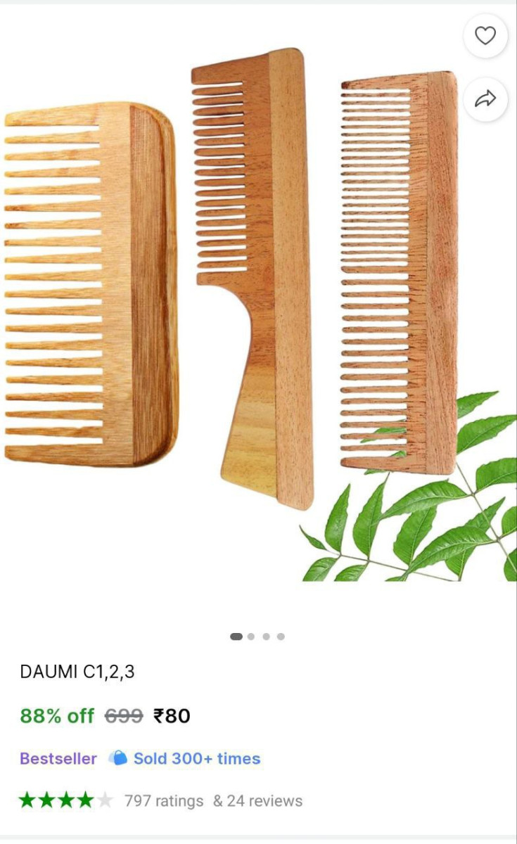 Wooden Comb Set (pack Of 3) 80
