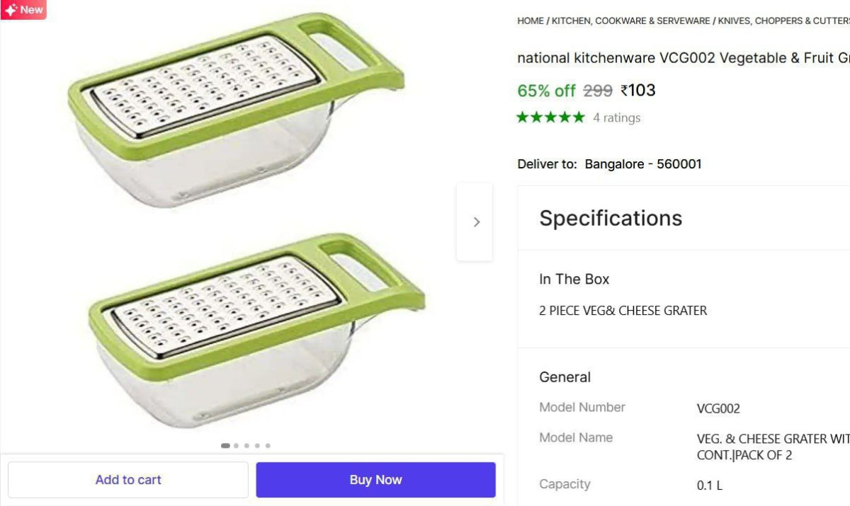 Pack Of 2 Vegetable Fruit Grater 103