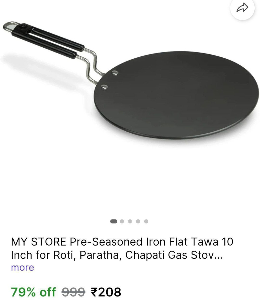 Iron Flat Tawa 10 Inch For Roti Paratha Chapati 208 -
