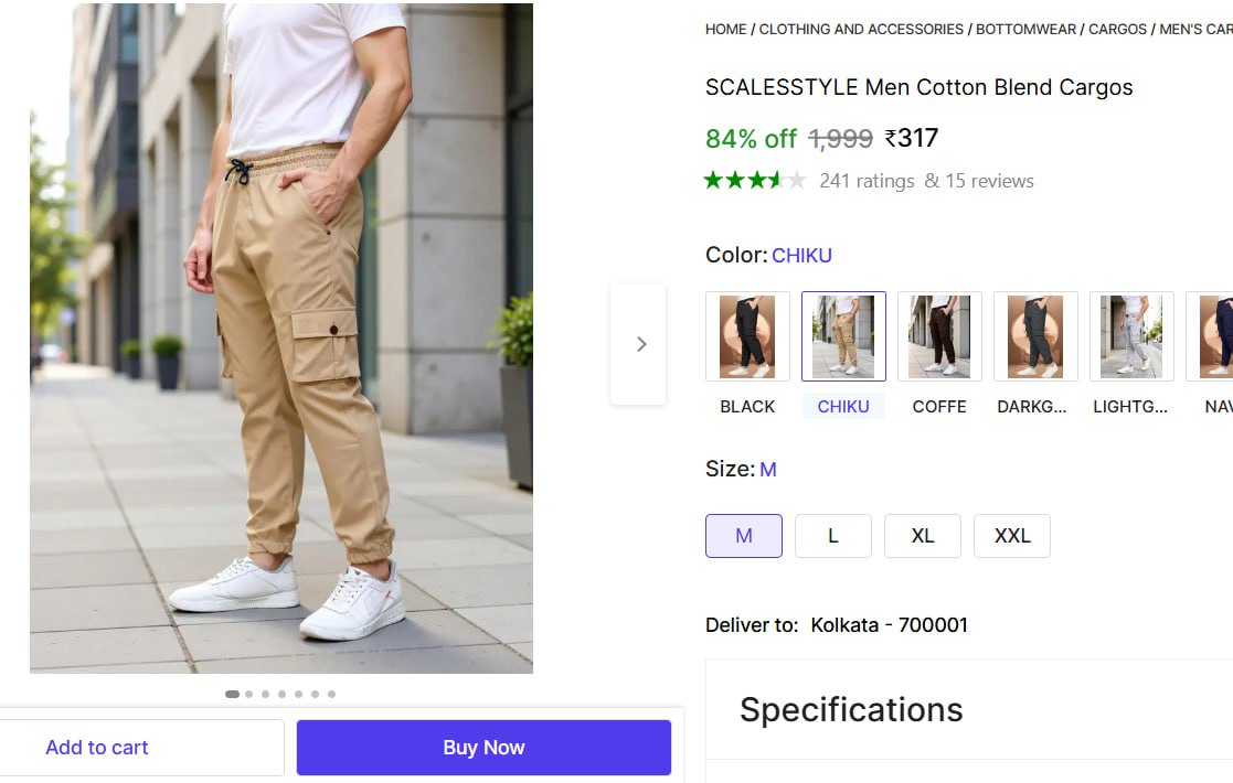 Men Cotton Blend Cargos 317