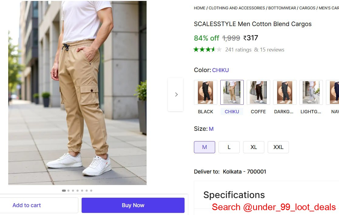 Men Cotton Blend Cargos 317