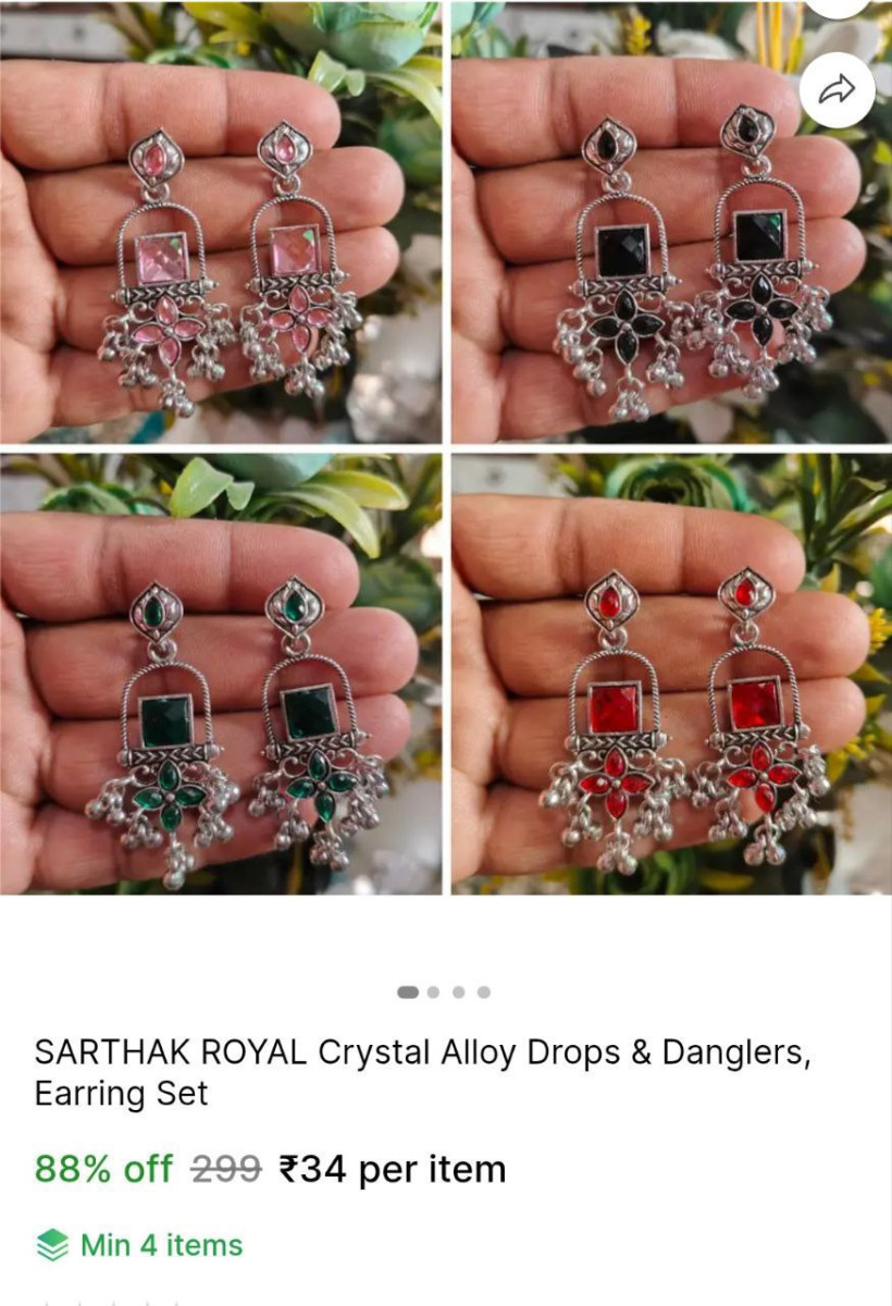 Earrings 34check Min Buy Quantity