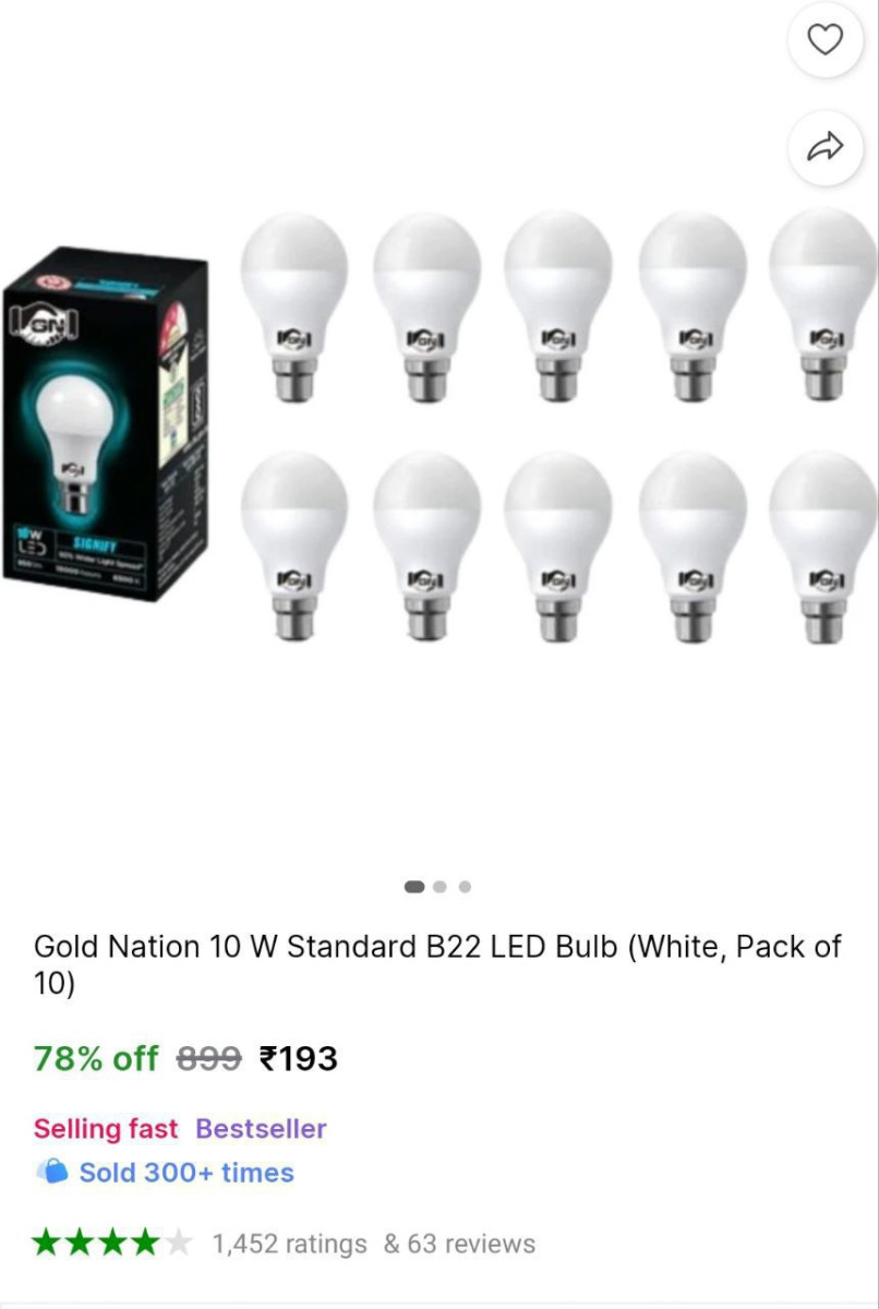 Led Bulb 10 W Pack Of 10 193