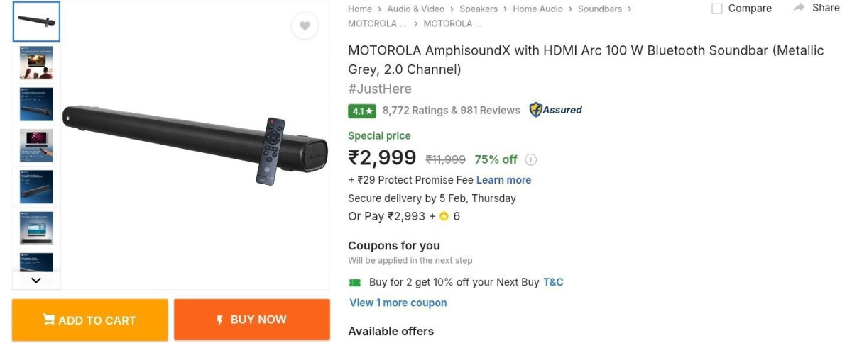 Motorola 100w Bt Soundbar At 2999