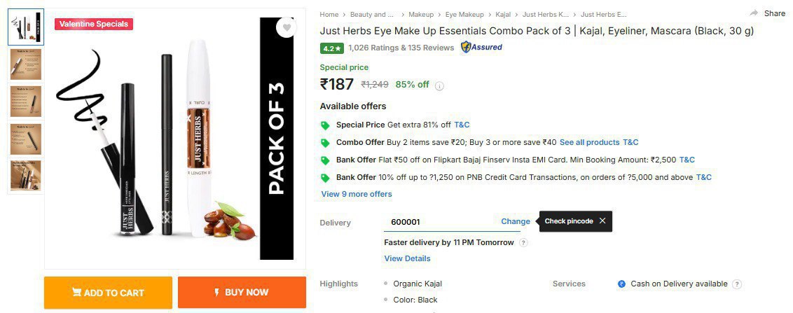 Just Herbs Eye Make Up Essentials Combo 187 Click Here To Join All Deals