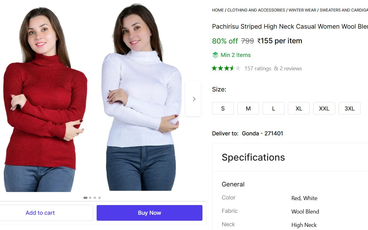 Women S Neck Pullover 155min Buy 2 Qnty