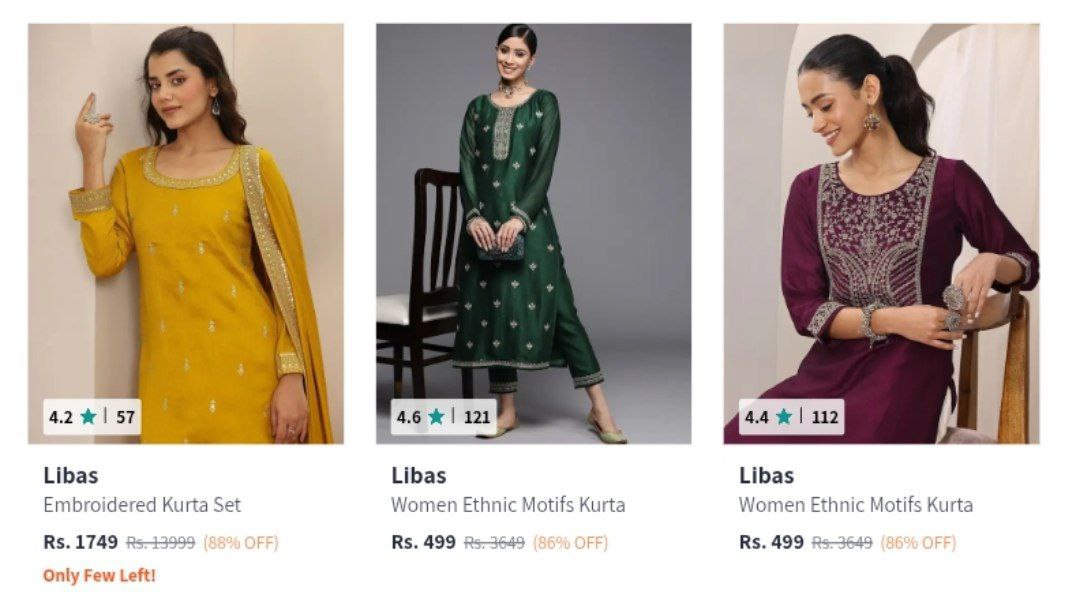 Myntra 88 On Libas Women Clothing Kurta Kurta Sets