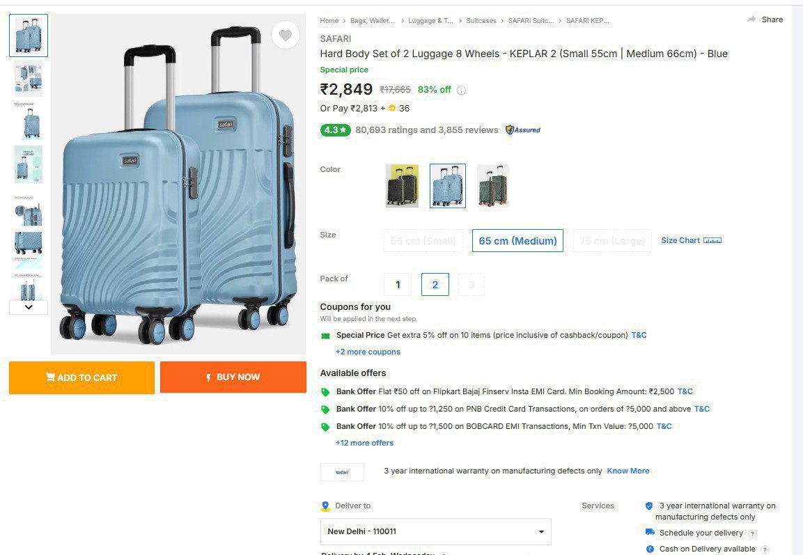 Safari Hard Body Set Of 2 Luggage 2849