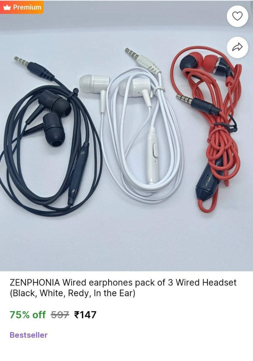 Wired Earphones Pack Of 3 147