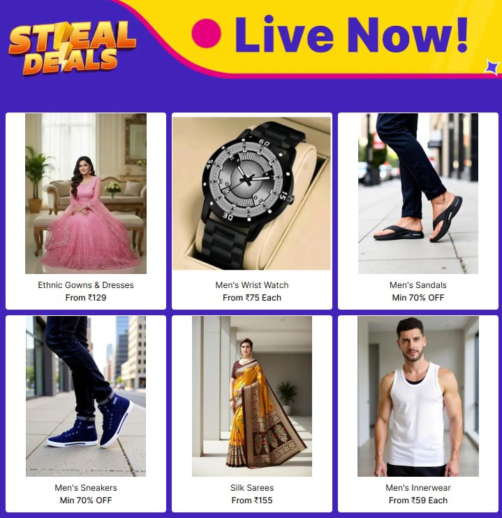 Steal Deals Alert Ethnic Gowns Dresses From 129 Mens Wrist Watch From 75 Wo
