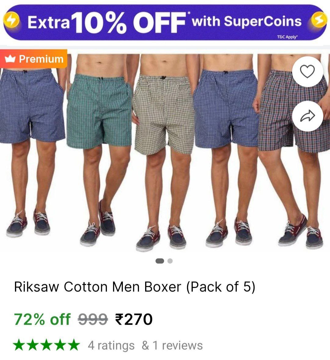 Grab Riksaw Cotton Men Boxer (pack Of 5 270