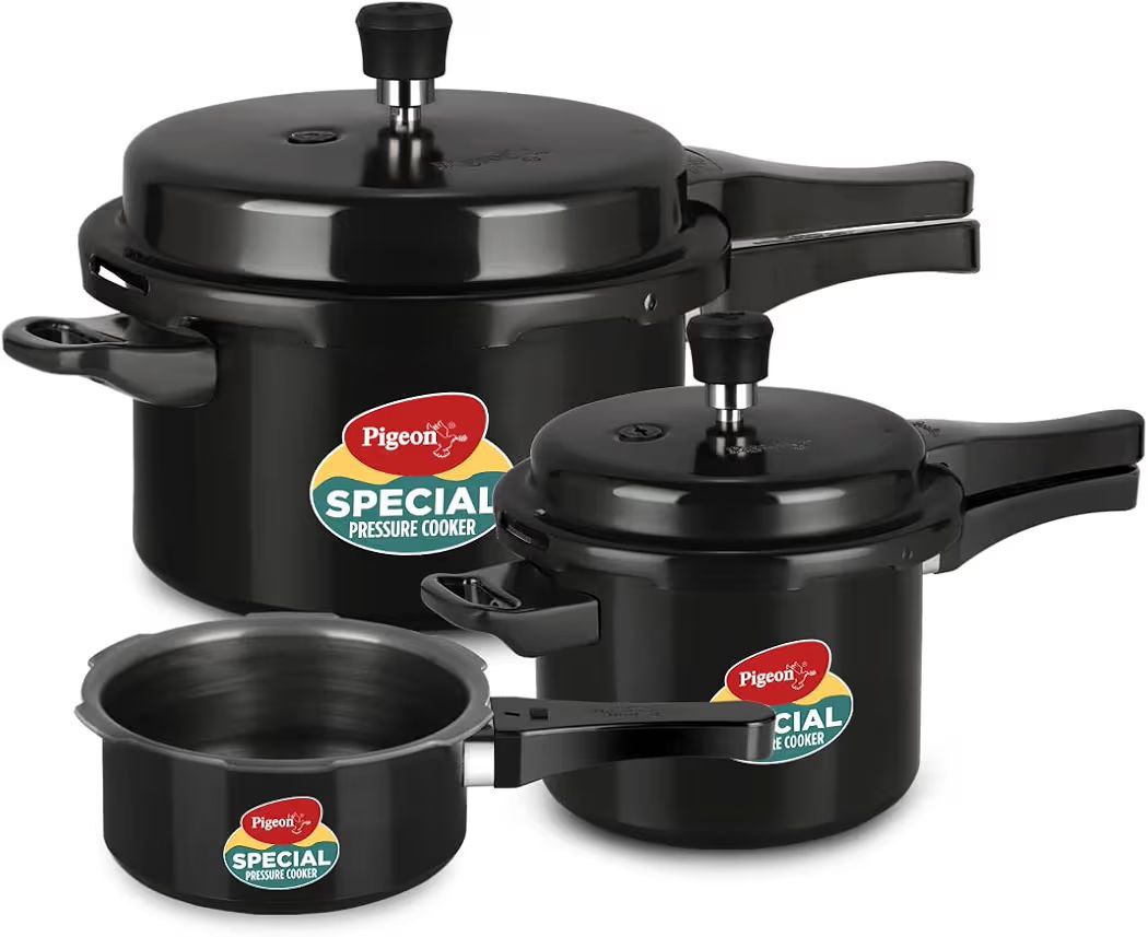 Pigeon By Stovekraft Hard Anodised Aluminium Pressure Cooker Combo 2979