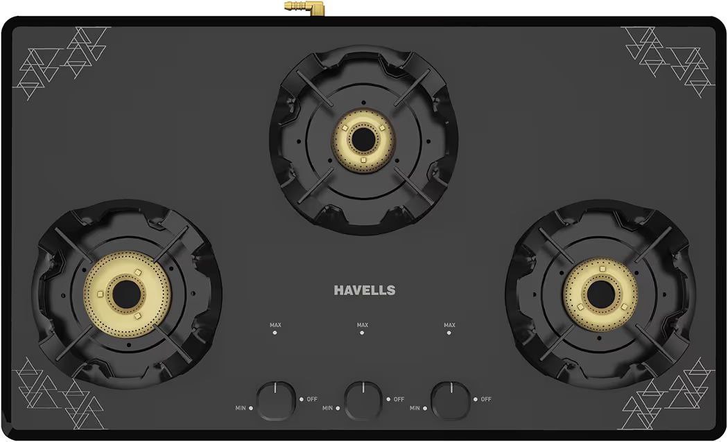 Havells Nucleus Slim Manual Gas Stove 3 Heavy Duty Forged Brass Burner 8 Mm