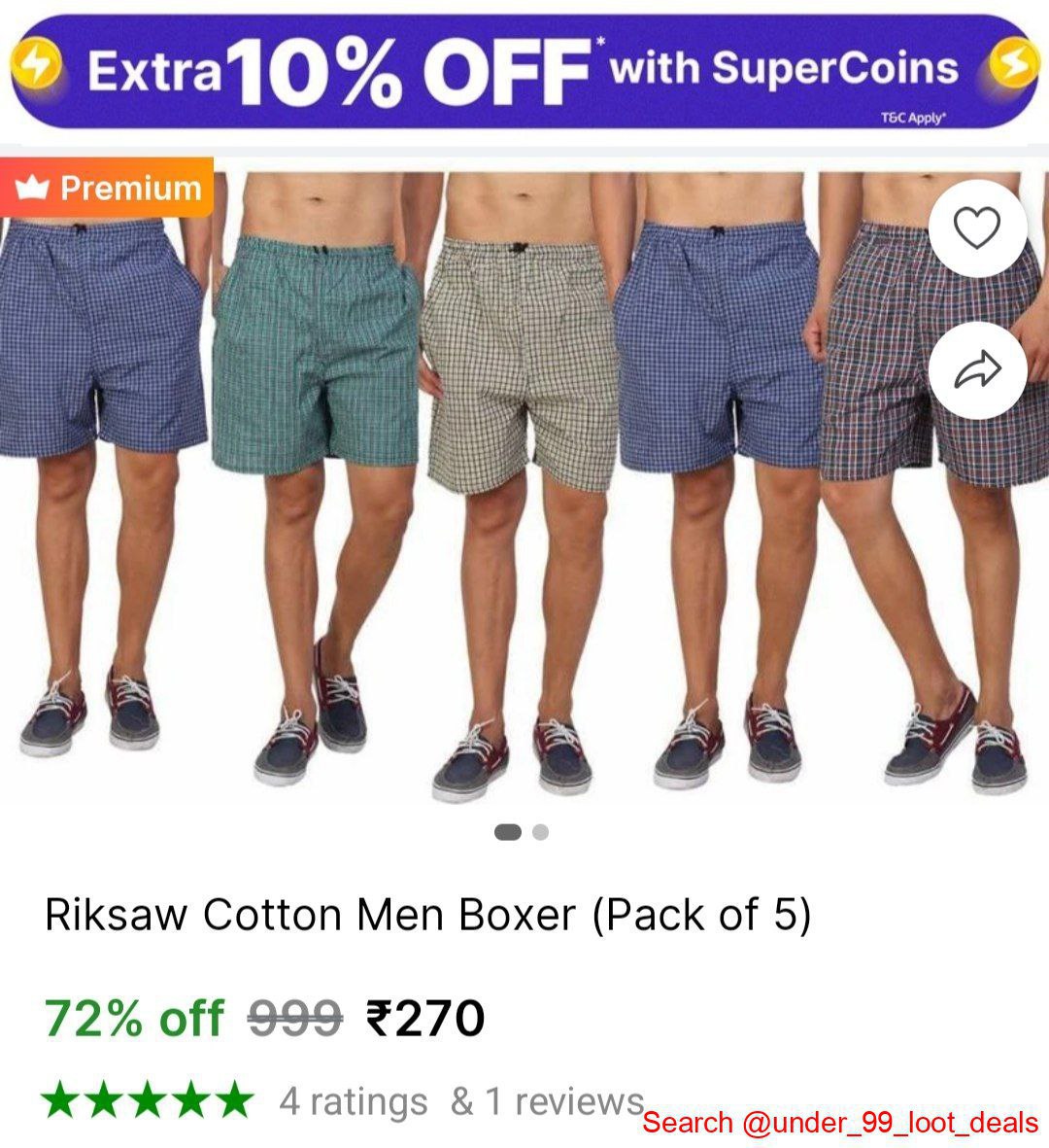 Grab Riksaw Cotton Men Boxer (pack Of 5 270