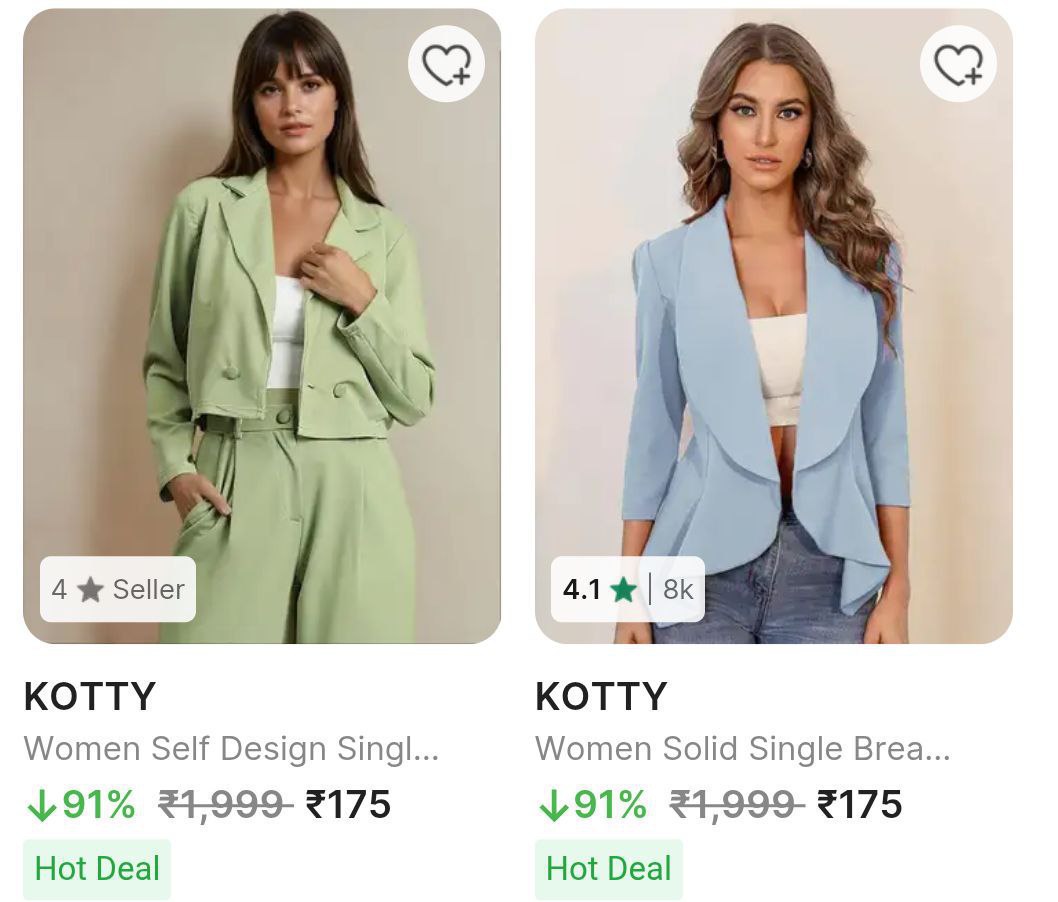 Flipkart Kotty Women Blazers From Rs 175 Click Here To Join All Deals