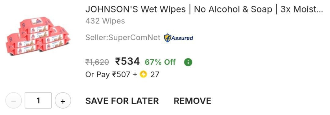 Grab Johnson S Wet Wipes (432 Wipes) At 534 Extra 75 On Purchase Of 750 Mor