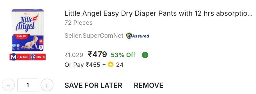 Grab Little Angel Easy Dry Diaper Pants (m 72 Pieces) At 479 Extra Flat 20 