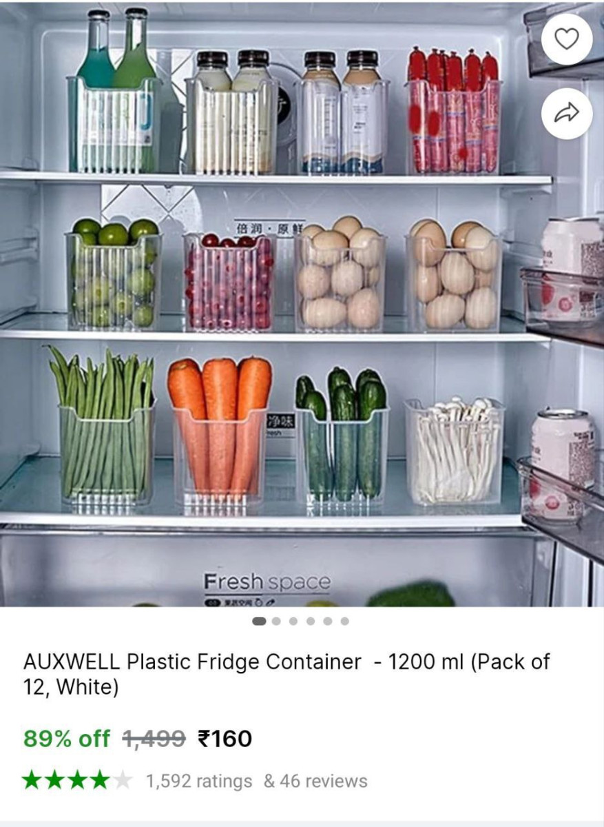 Plastic Fridge Container Pack Of 12 160