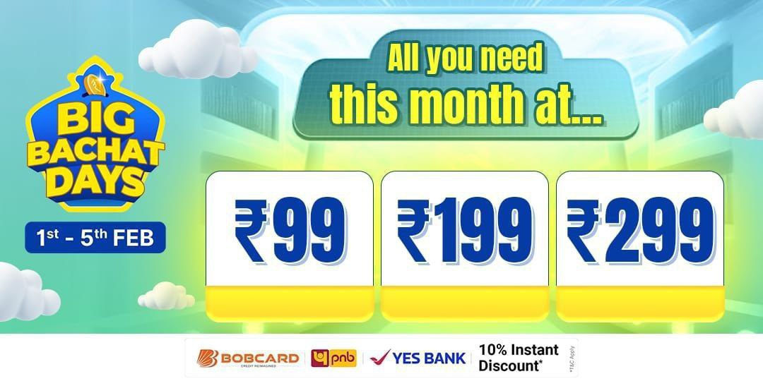 Flipkart Loot Big Bachat Days Live Link Deals Starting At 9999 199 299 399 