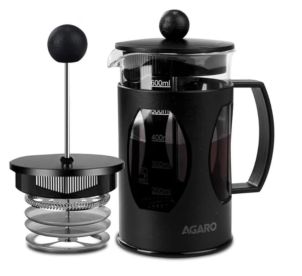 Agaro Elite French Press Coffee And Tea Maker Borosilicate Glass Body With 