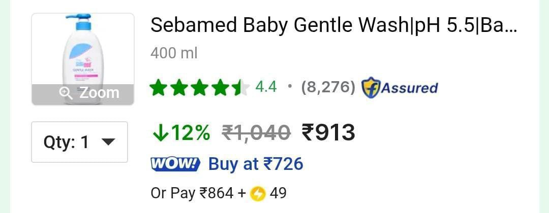Grab Sebamed Baby Body Wash (400 Ml) 913add To Cart Will Change Save More A