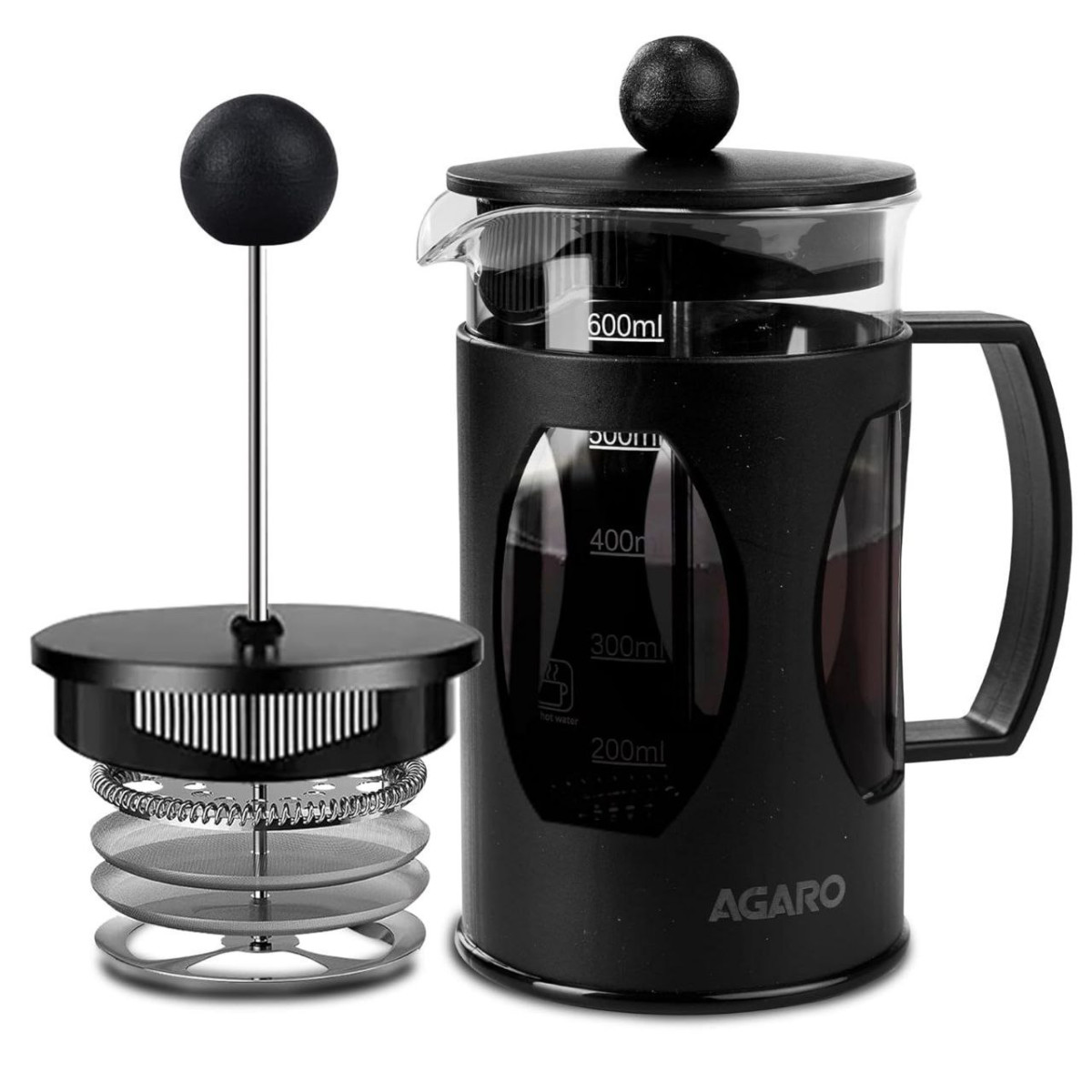 Agaro Elite French Press Coffee And Tea Maker Borosilicate Glass Body With 