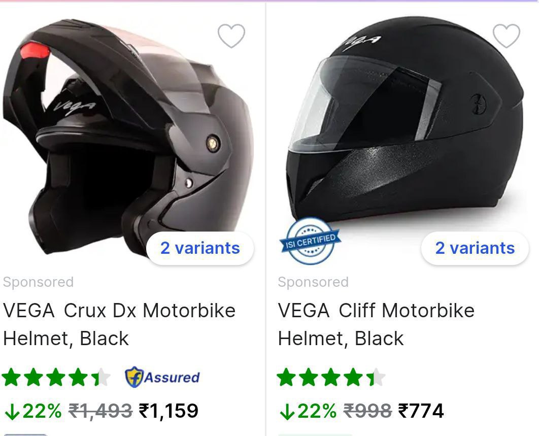 Flipkart Grab Vega Studds Helmets 774 Click Here To Join All Deals