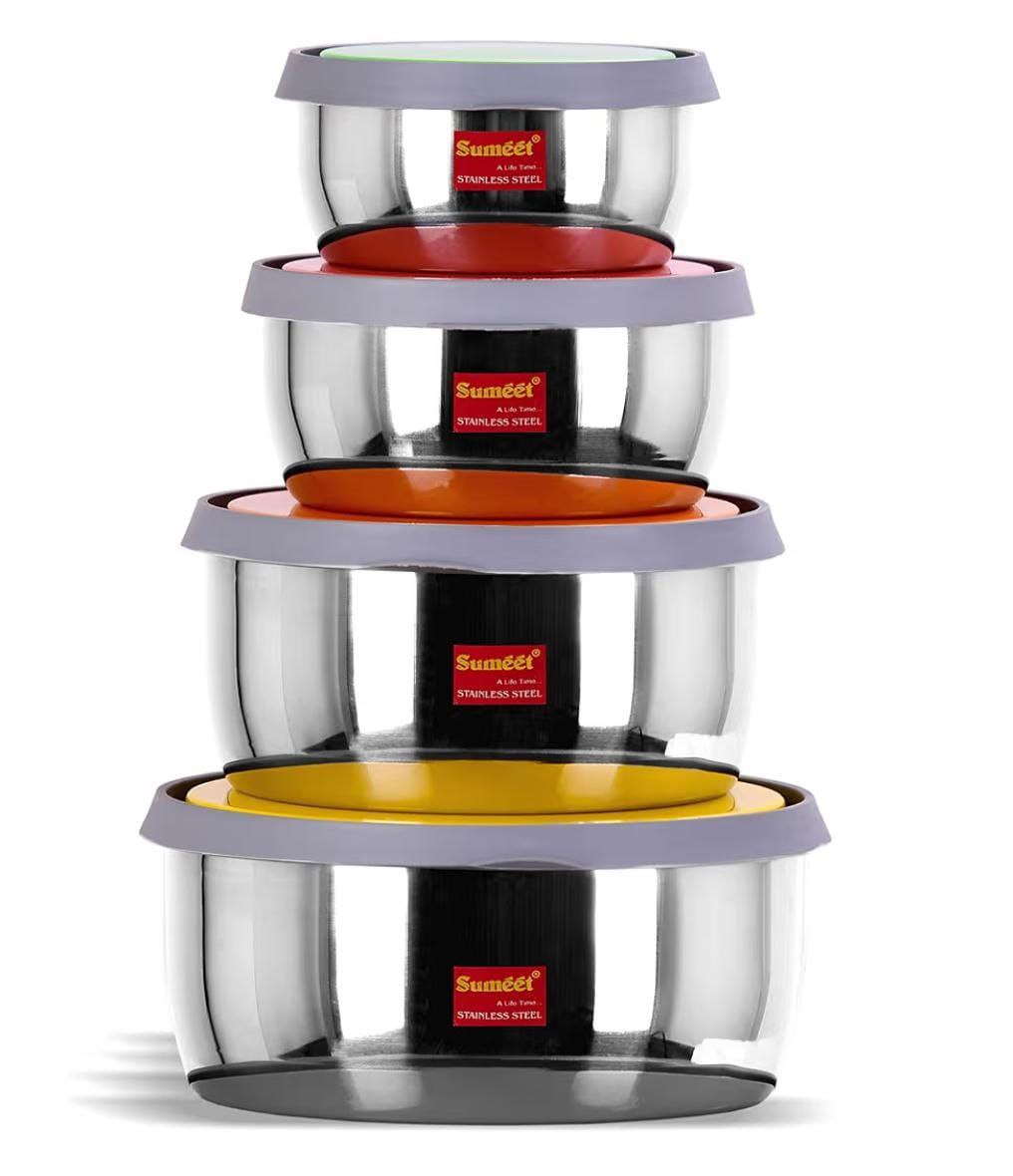 Sumeet Stainless Steel Food Storage Airtight Leak Proof Containers Set 400m