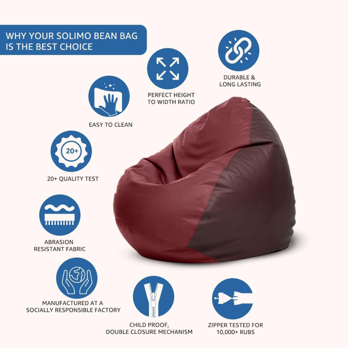 Grab 1199solimo Premium Faux Leather Bean Bag Filled With Beans