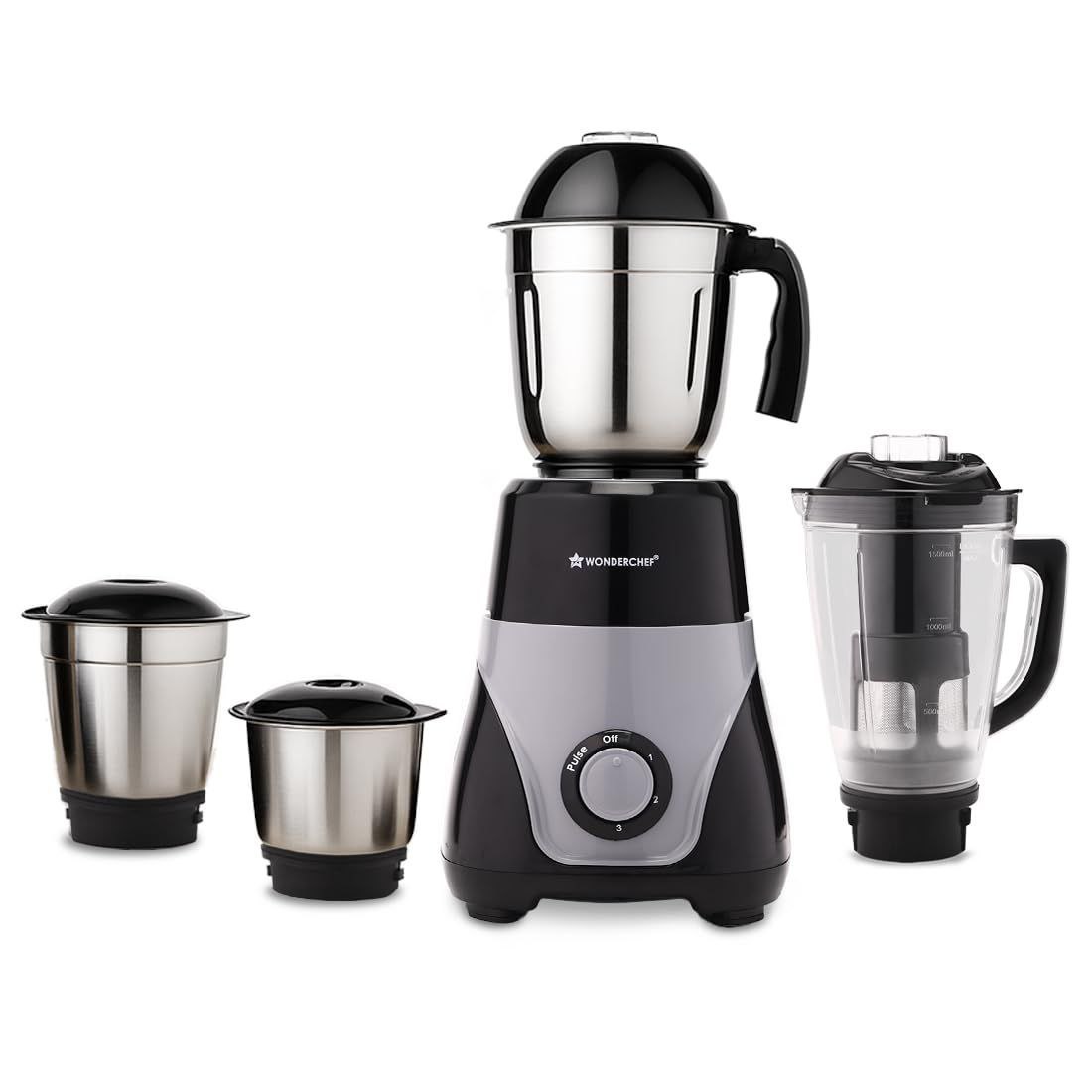 629wonderchef Vista Mixer Grinder 4 Multi-purpose Jars 750w Sharp Stainless