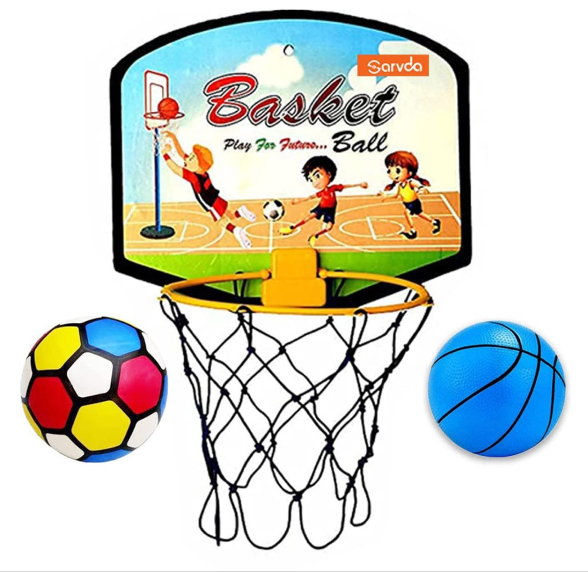 Sarvda Basket Ball For Kids Basketball Set With 1 Extra Ball Toys