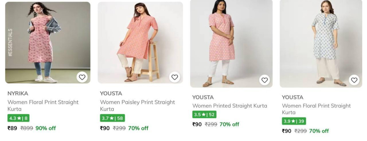 Ajio Loot Women S Kurta Starts 89