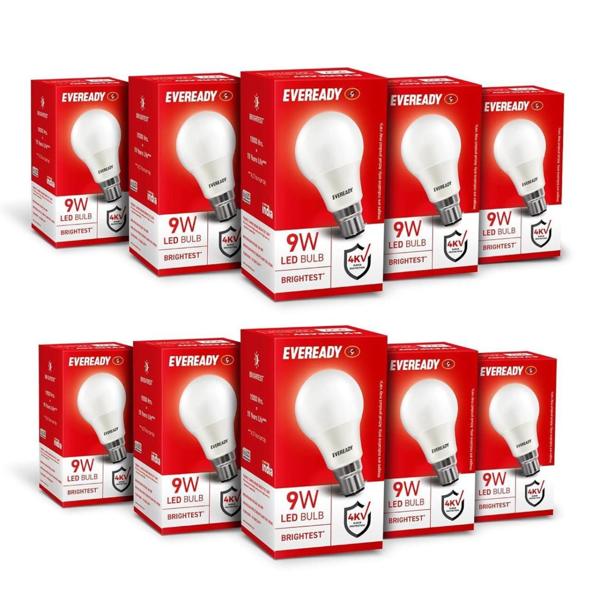 Amazon Eveready 9w Led Bulb Cool Day Light (6500k) B22 Base - Pack Of 10 44