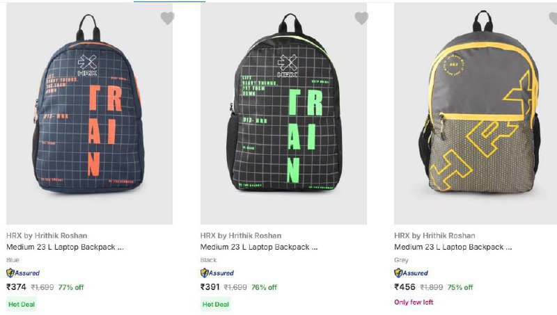 83 On Hrx By Hrithik Roshan Backpacks Click Here To Join All Deals