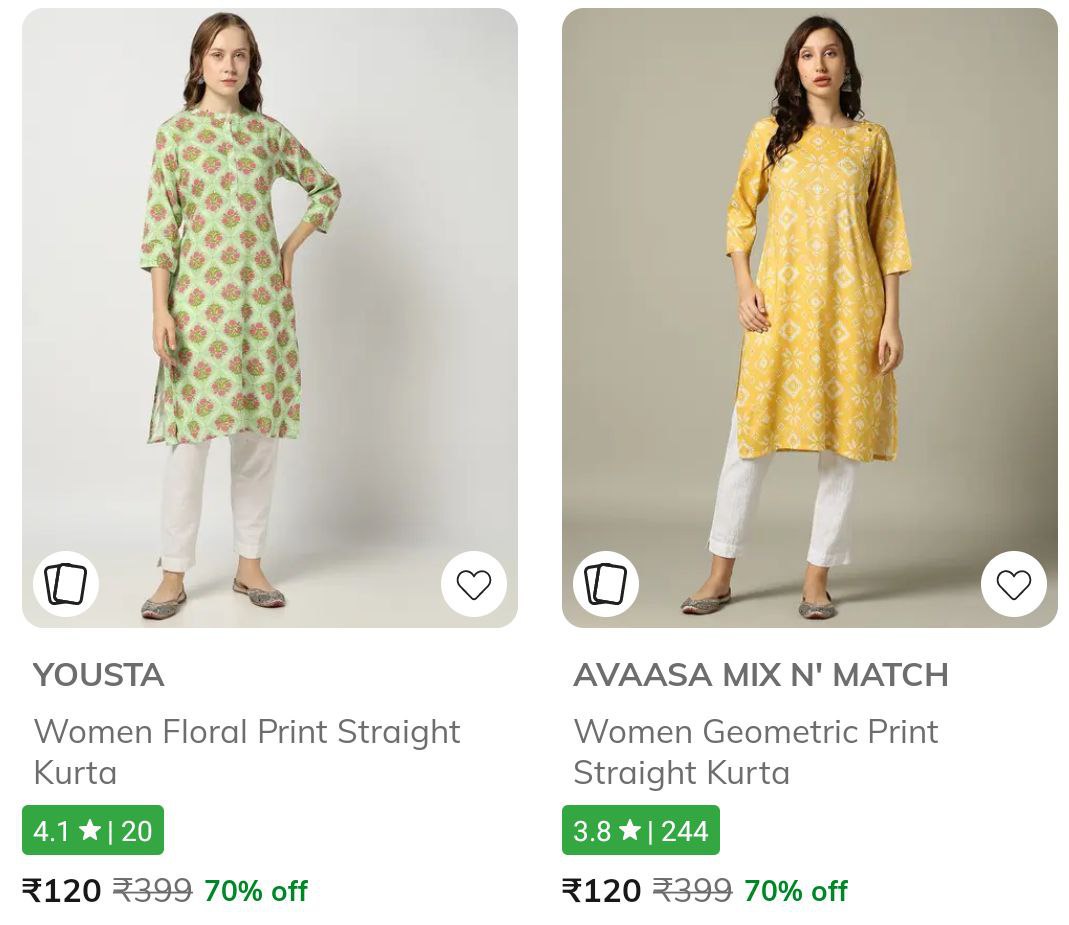Ajio Loot Women S Kurta Starts At 120