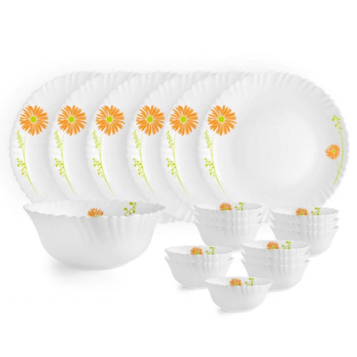 Cello Opalware Dazzle Livid Lilac Floral Dinner Set 19pcs White 852