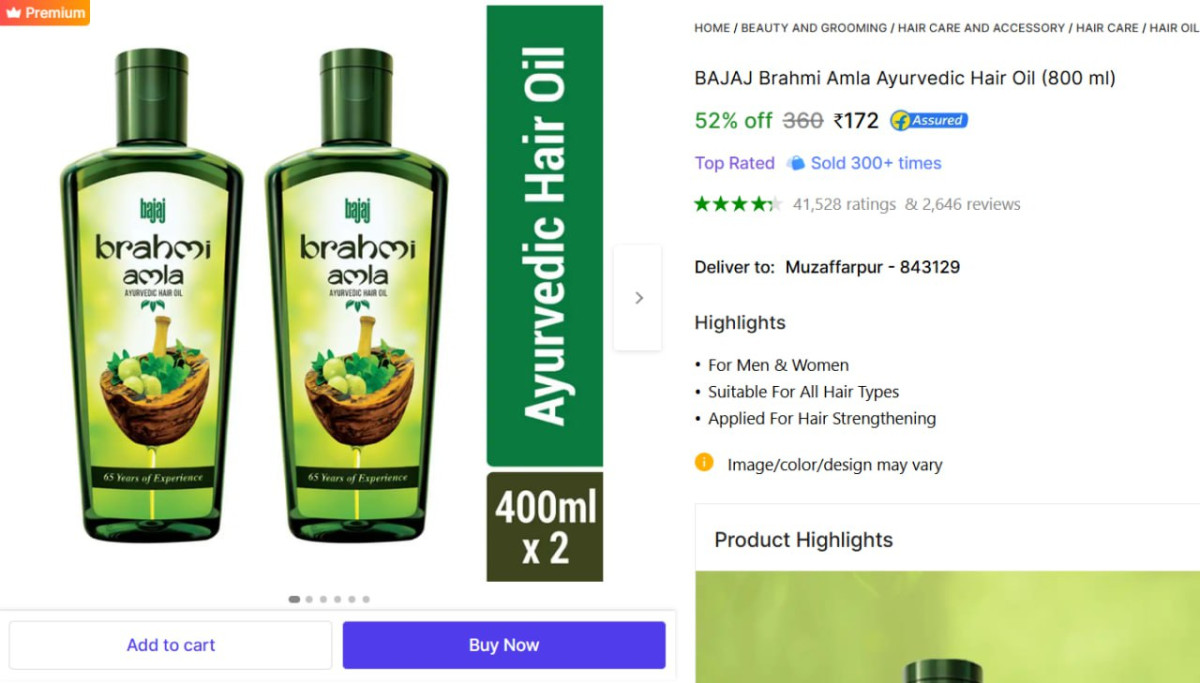 Bajaj Amla Hair Oil (800 Ml) 172