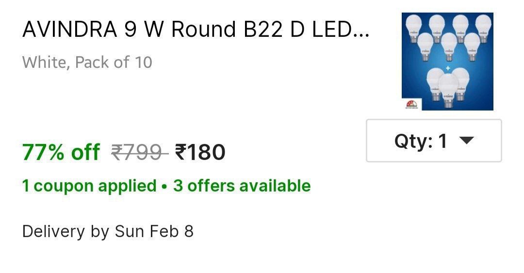 W 10w Led Bulb (pack Of 10) 180 193