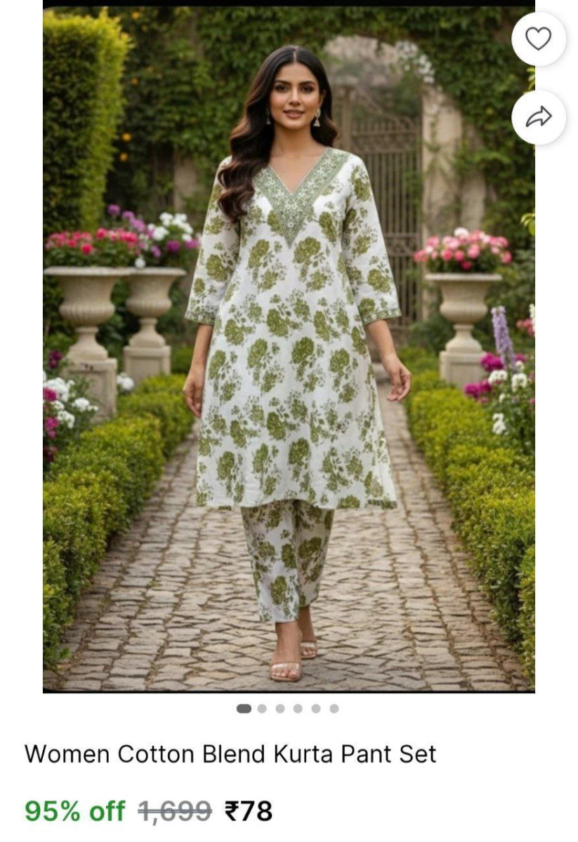 Loot 78 Women Cotton Blend Kurta Pant Set