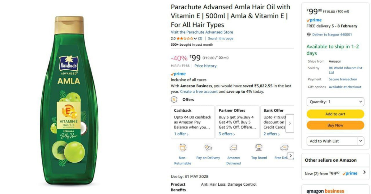 Parachute Advansed Amla Hair Oil 500ml 99 More Deals Click Here Must Read