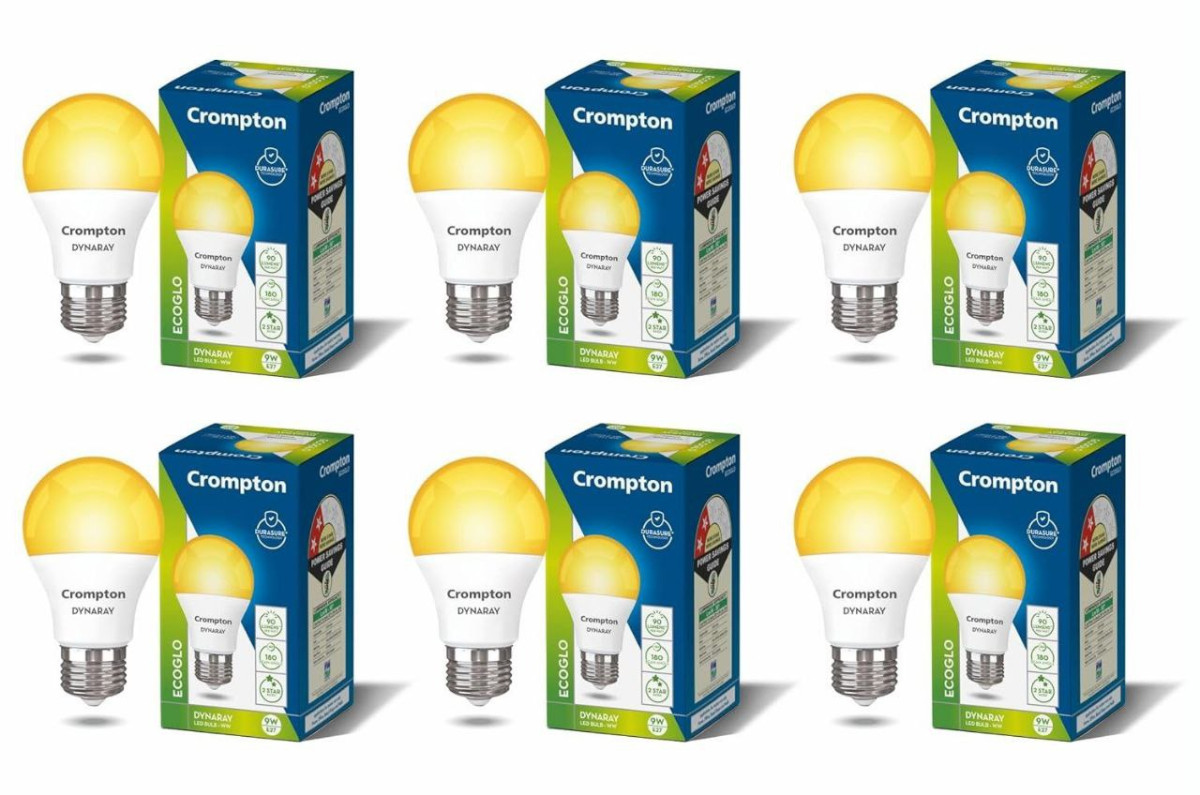 Crompton Dyna Ray 9w Round E27 Led Warm White Pack Of 6 276