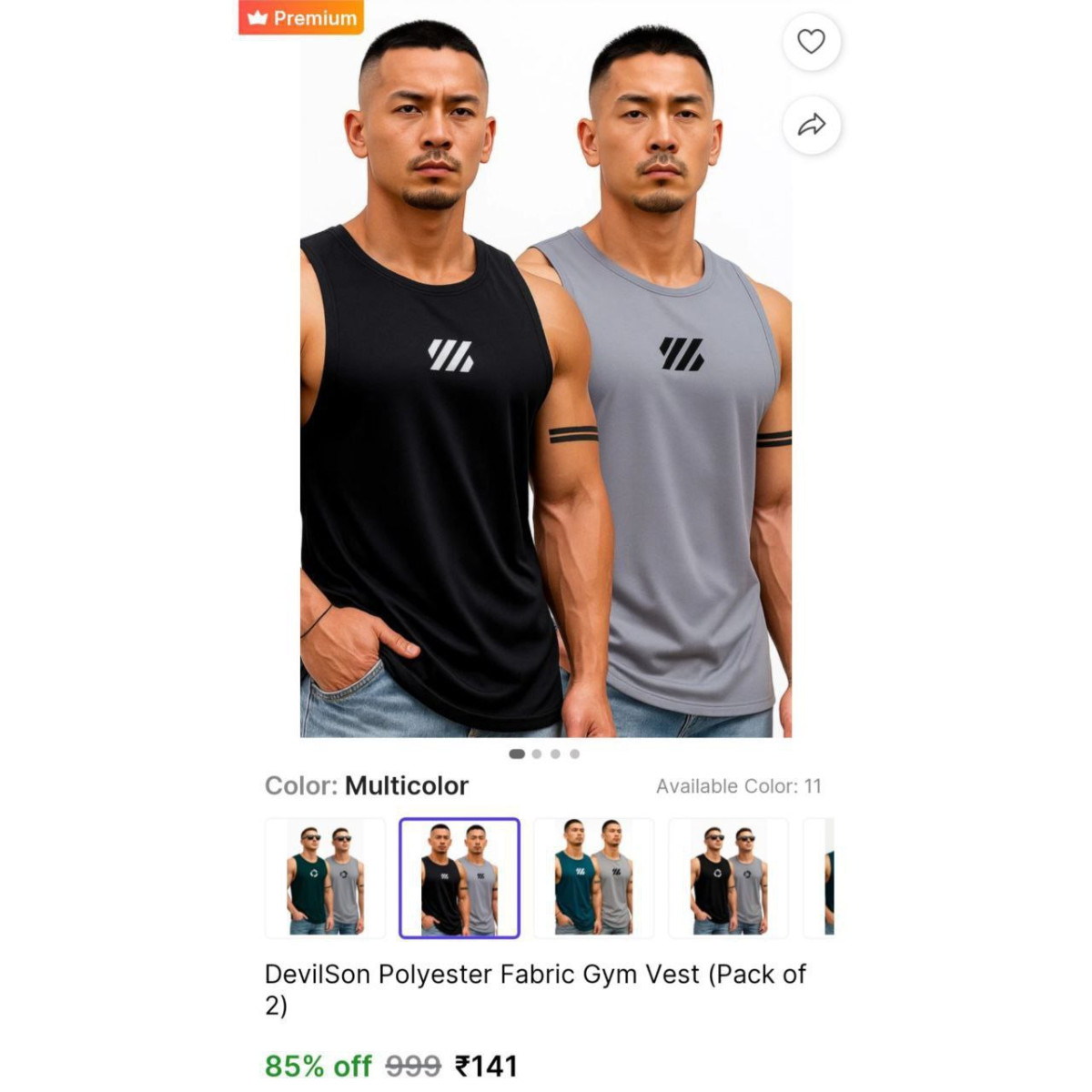 Men Gym Vest (pack Of 2) At 141