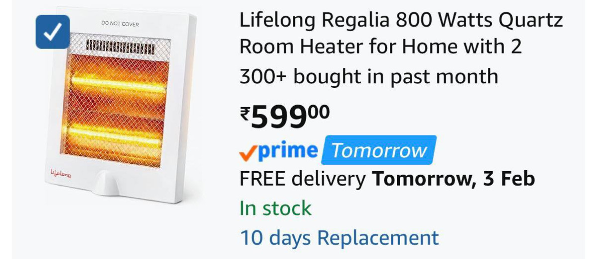 Lifelong Regalia 800w Quartz Room Heater 599 Apply 20 Coupon Havells Room H