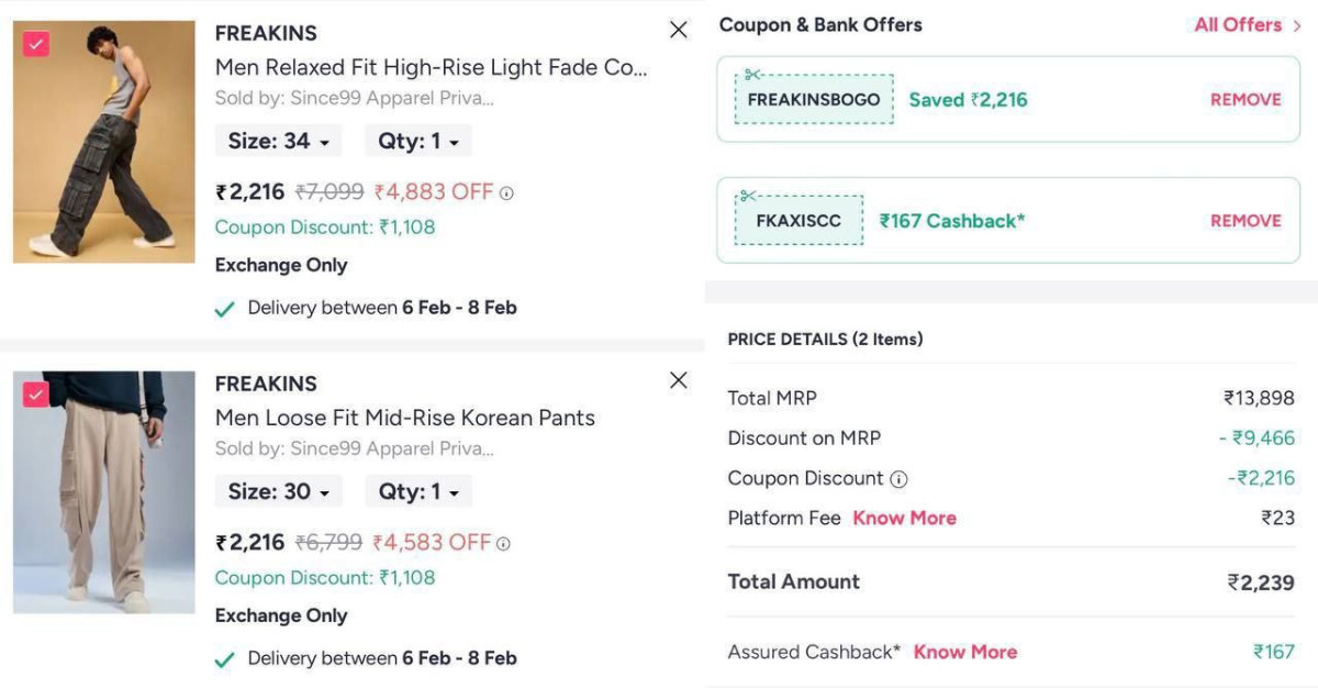 Myntra Loot 70 Buy 1 Get 1 On Freakins Clothing Women Men Apply Code Freaki