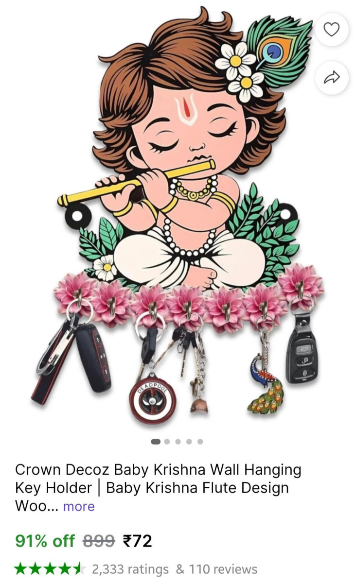 Baby Krishna Wall Hanging Key Holder 72