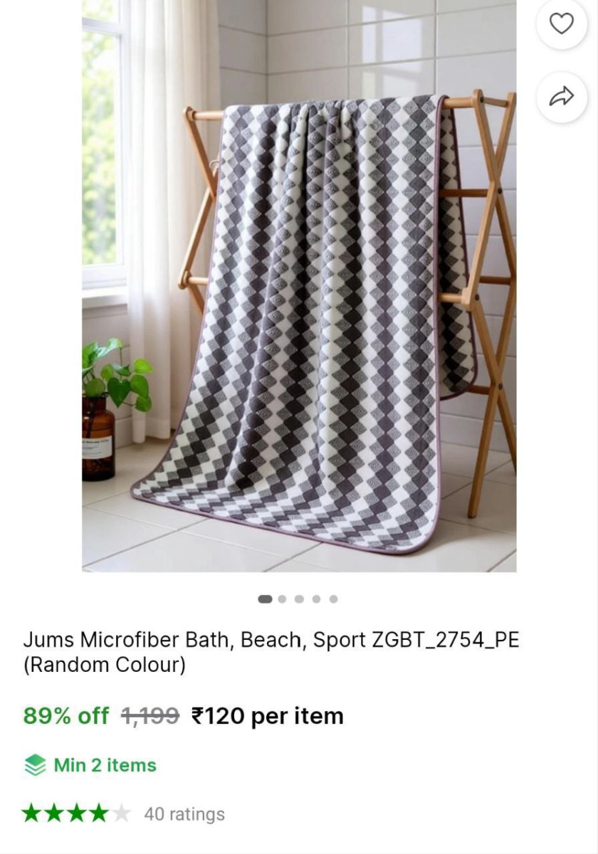 Super Soft Microfiber Bath Towel 120check Min Buy Quantity